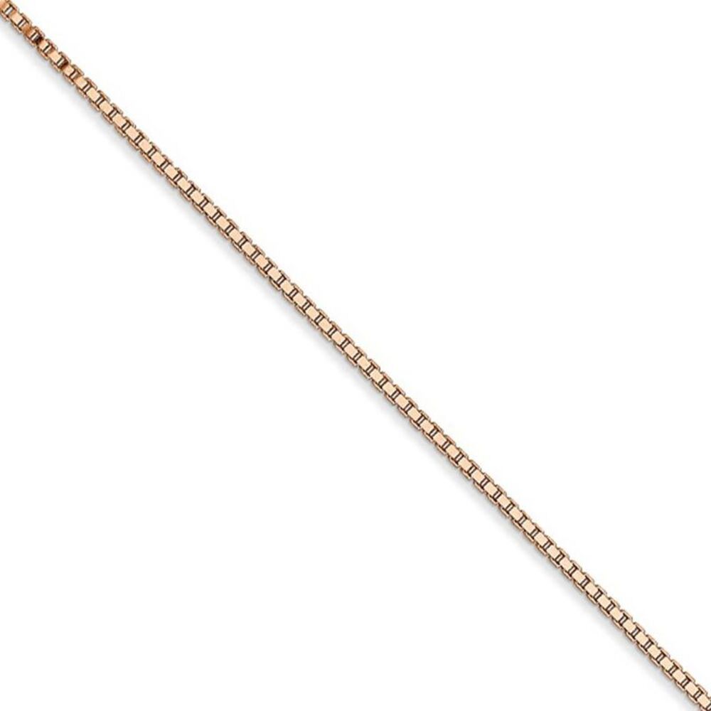 1.1mm 14k Rose Gold Solid Box Chain Necklace, 16 Inch